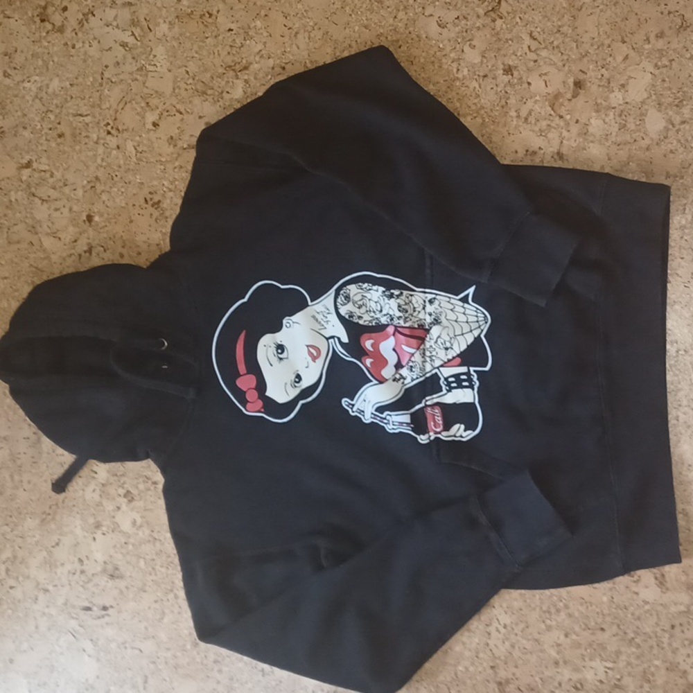 Snow White Punk Rock Kangaroo Pocket  Oversized Pullover Hoodie Size S, Vintage